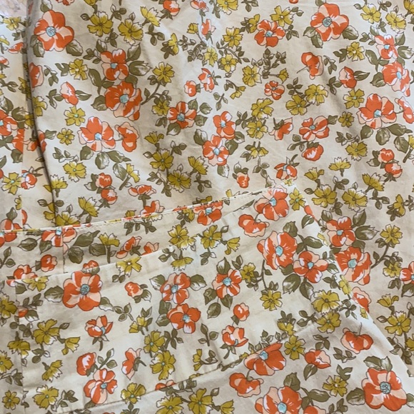 Wet Seal BoHo floral tea skirt Medium tiny floral orange cream green midi retro - Picture 4 of 5
